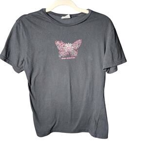 Vtg Y2K Sarah Mclachlan Afterglow Butterfly Unicorn Novelty Baby Cut Crew TShirt